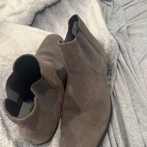 Express Brown Ankle Booties Suede Slip-On